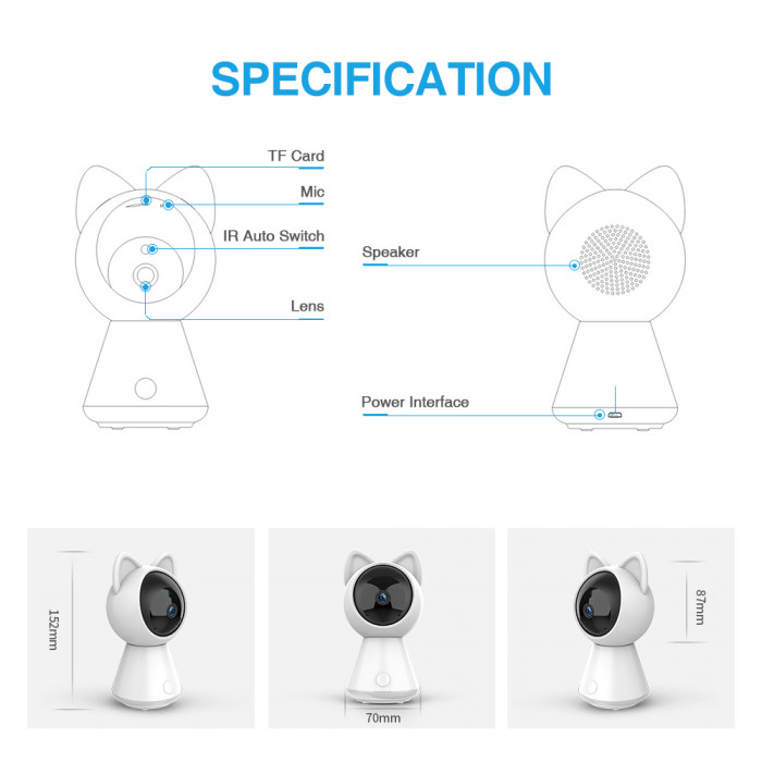 Поворотная беспроводная Wi-Fi FullHD видеоняня Kitty YCC365 plus